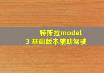 特斯拉model 3 基础版本辅助驾驶